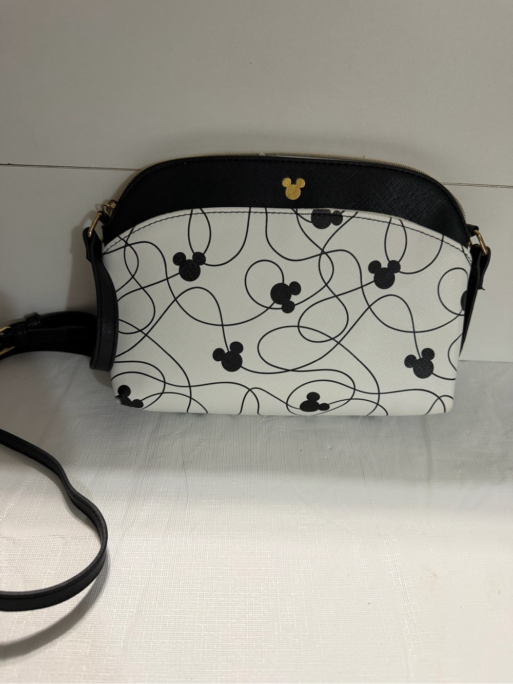 Disney Black & White Mickey Silhouette Crossbody Bag